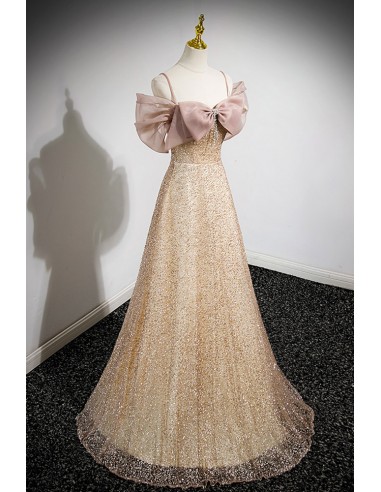 Luxury Champagne Sequin Beaded Long Prom Dresses,DS3997