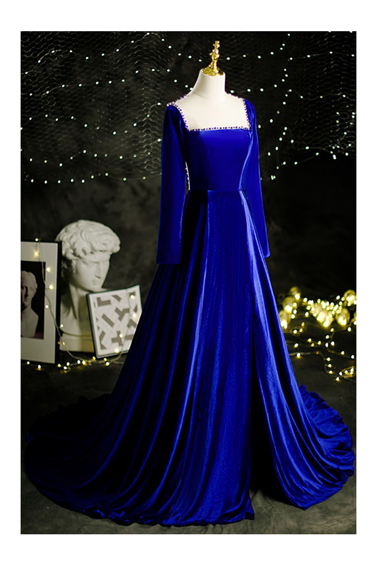 Blue clearance velvet gown