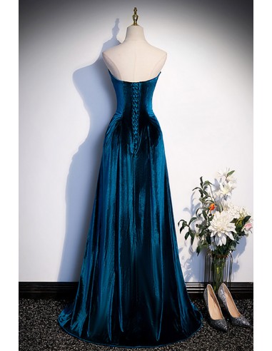 velvet evening gown with dramatic chiffon draped sleeves – ELARA main image 0
