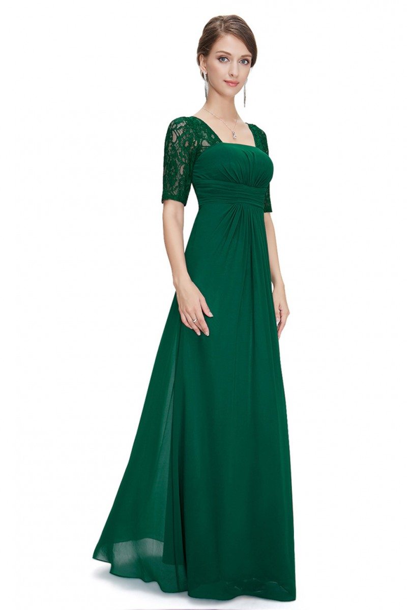 Dark Green Lace Short Sleeve Long Evening Dress - $52 #EP08038DG ...