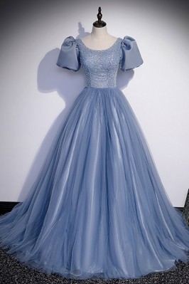 Princess Blue Ballgown Prom...