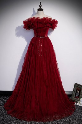 Glamorous Burgundy Red Prom...