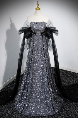 Shimmering Grey Prom Gown...