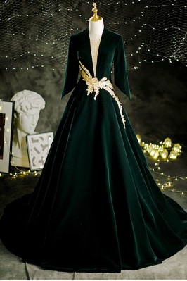Elegant Dark Green Long...