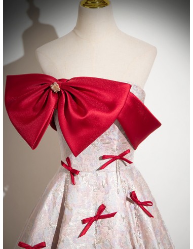 Strapless Long Embossed Texture Floral Prom Dress with Big Bow Front - $169.992 #V78342 - SheProm.com Strapless Long Embossed Texture Floral Prom Dress with Big Bow Front - $169.992 #V78342 - SheProm.com