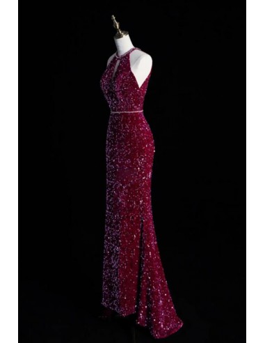 Elegant Halter Neck Sequin Mermaid Prom Dress Formal Evening Gown