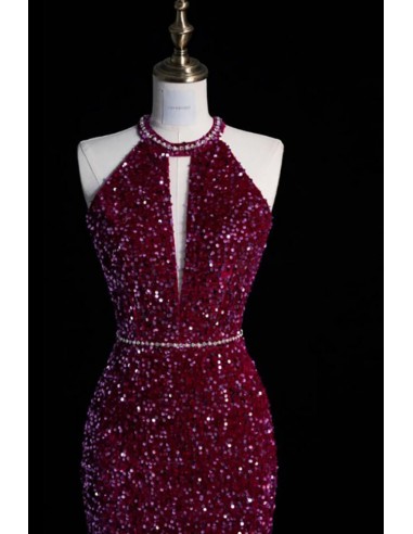 Sequins Prom Dresses for Teens 2026 Mermaid Halter Neck Party Dresses
