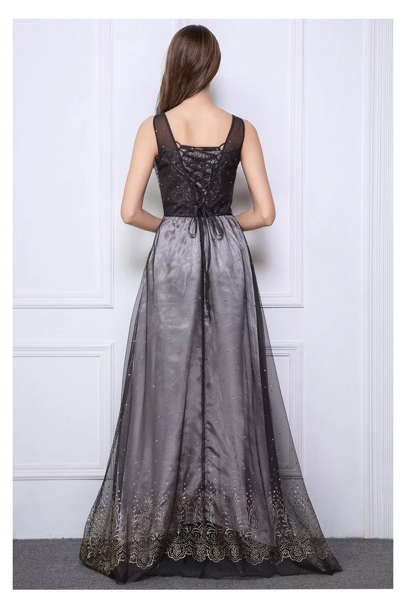 Sleeveless Long Tulle Corset Back Formal Gown - $75 #CK519 - SheProm.com