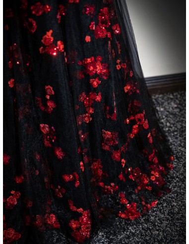 strapless open back dress Tcec Strapless Black Maxi Dress with Red Flowers – Simply Dixie Boutique Medium main image 1