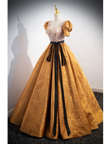 Gorgeous Long Sleeves Yellow Prom Dress With Beads Sequins,DS4686