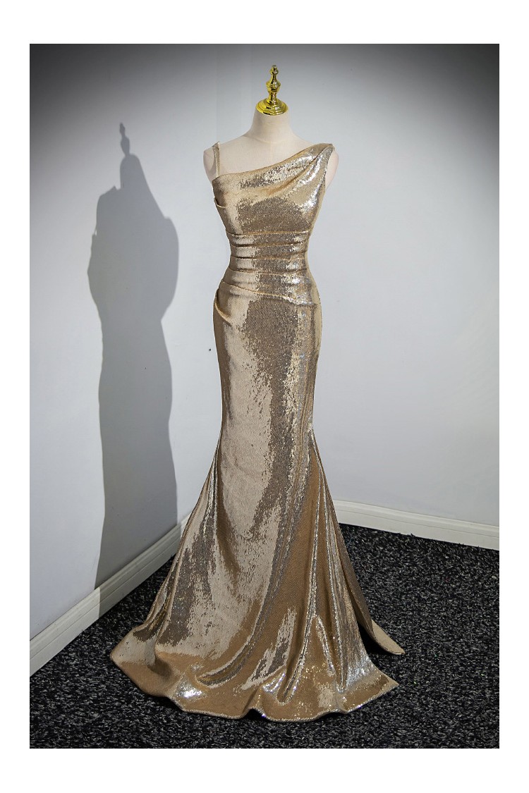 Slimming Gold Sequin Mermaid Long Prom Dress with Pleats - $159.992 # ...