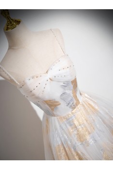 Unique Ballroom Long Gold Flower Prom Dress with Beading - $147.992 #V78333  - SheProm.com