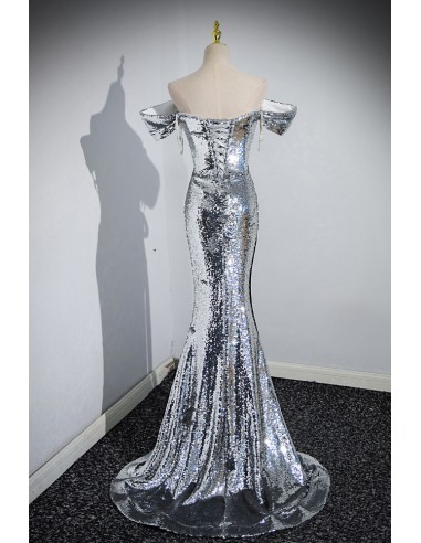 Sparkly Dark Green One Shoulder Sequin Mermaid Long Prom Dress with Slit,DP1869