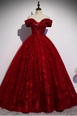 Burgundy Red Off Shoulder...