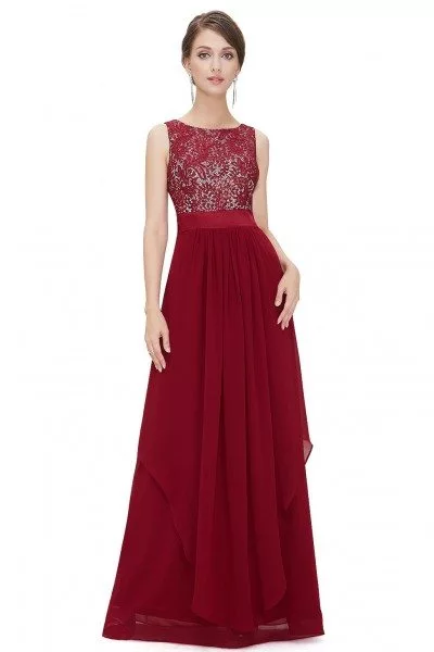 Burgundy Sleeveless Round Neck Long Party Dress - $64 #EP08217BD ...