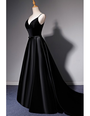 halter dress black Maxi Color:Black Leather Sexy A-line Long Prom features_Slit