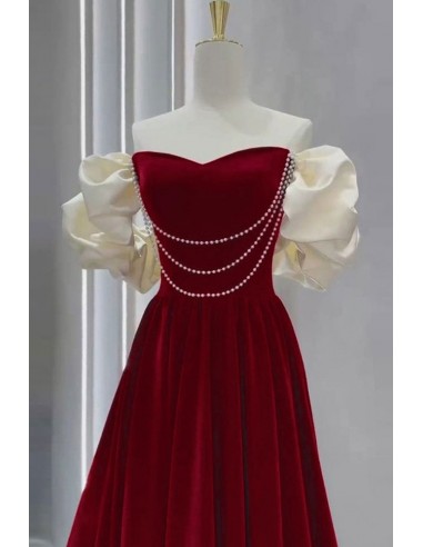 Off The Shoulder Velvet Unique Long Prom Dress With Appliques main image 1