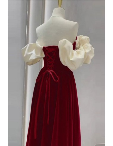 Pretty Off The Shoulder Velvet Satin Long Prom Dress Evening Dress Y7611
