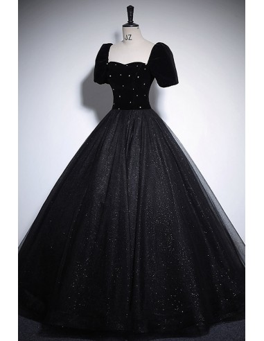 Ball Gown Long Sleeves Lace Scoop Black Prom Dress LBQ2337
