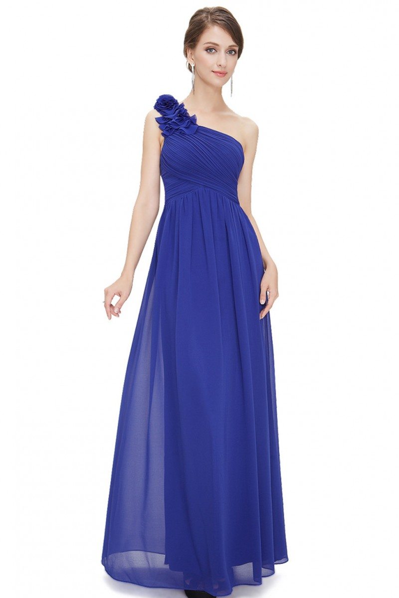 Royal Blue One Shoulder Long Chiffon Bridesmaid Dress - $45 #EP08237SB ...