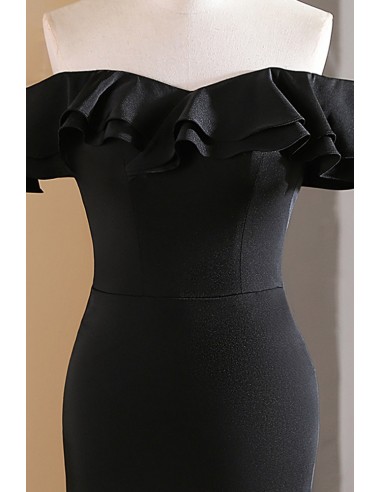 Black Long Sleeves Off The Shoulder Sheath Prom Dresses