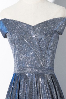 Sparkly One Shoulder Silver Floor Length Column Prom Dresses main image 0