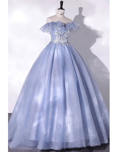 Ball Gown Long Sleeves  Off the Shoulder Appliques Prom Dress LBQ3793 main image 1