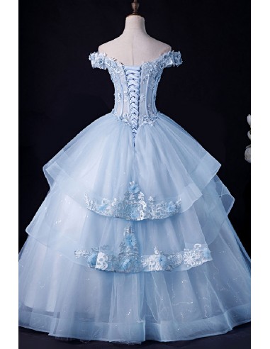 Baby Blue Ruffled Ballgown Prom Dress RRP £645 we sell at £299 main image 0