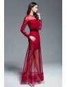 Tulle And Lace See-through Long Sleeve Prom Dress - CK543