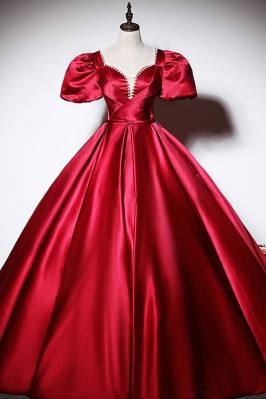 Bubble Sleeved Burgundy...