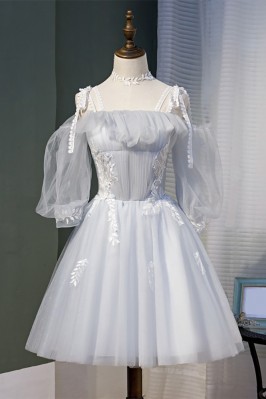 Grey Tulle Short Homecoming...