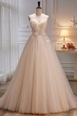 Pleated-Top Floral Ballgown...