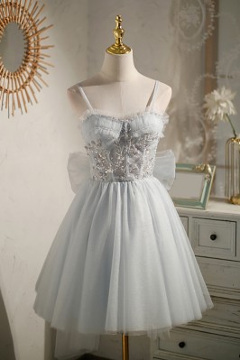 Elegant Grey Tulle Short...