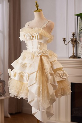 Retro Champagne Prom Dress...