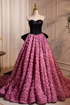 Back-Bow Floral Strapless...