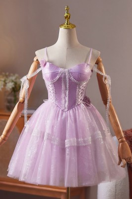 Delicate Pastel Purple Prom...
