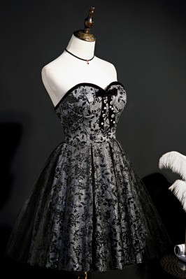 Strapless Black Sequin...
