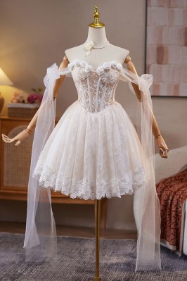 Graceful White Short Prom...