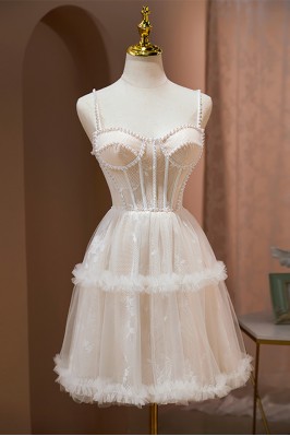 Gorgeous Nude Tulle Short...