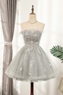 Silver Feather Sequin Short...