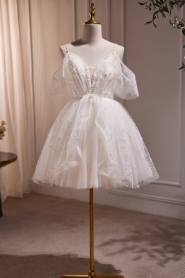 Ivory Beaded Short Ballgown...