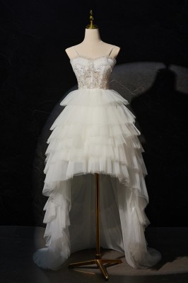 White High-Low Sequined...