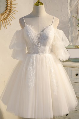 Pleated Cold-Shoulder Tulle...