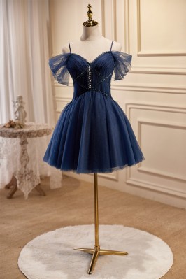 Navy Blue Beaded Tulle...