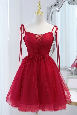 Burgundy Strappy Tulle...