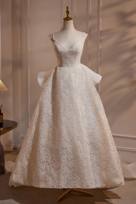Elegant Back-Bow V-Neck...