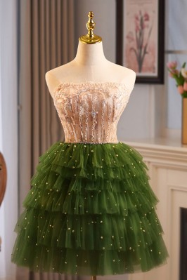 Green and Beige Prom Dress...