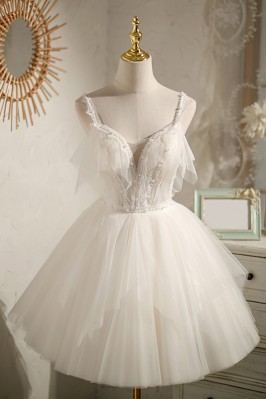 Pretty Beaded-Strap Tulle...