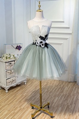 Grey Handmade Flower Tulle...