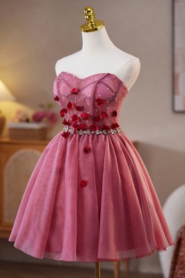 Short Pink Prom Gown with...
